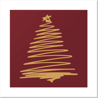 Gold Christmas Tree Posters and Art